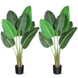 Garvee Artificial Bird of Paradise Tree 48 inch, 8 Trunks, Adjustable Shape, Durable Cement Pot, Faux Banana Plant for Indoor Outdoor Decor - Green