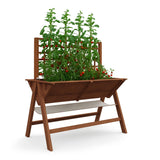 Garvee 52x30x54in Raised Garden Bed with Legs, Elevated Wooden Raised Planter Box with Vine Climbing Trellis Outdoor Standing Growing Bed for Growing Vegetables Flowers Herbs - Brown