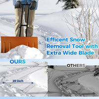 Garvee 29"W X 19.68"H Snow Pusher Shovel with Wheels,Heavy Duty Steel Snow Shovel with Wheels,Angled Blade Efficient Snow Removal With5-Position Angled Blade & Adjustable Handle for Doorway, Sidewalk