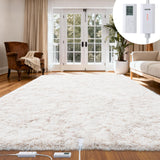 Garvee Heated Rug 5x7 ft, Wireless Electric Heating Floor Mat Gaming Rug with 6 Heat Levels & Auto Off, Soft Plush Heating Carpet Foot Warmer for Living Room Bedroom Office Playroom, White - White-6 Heat Levels