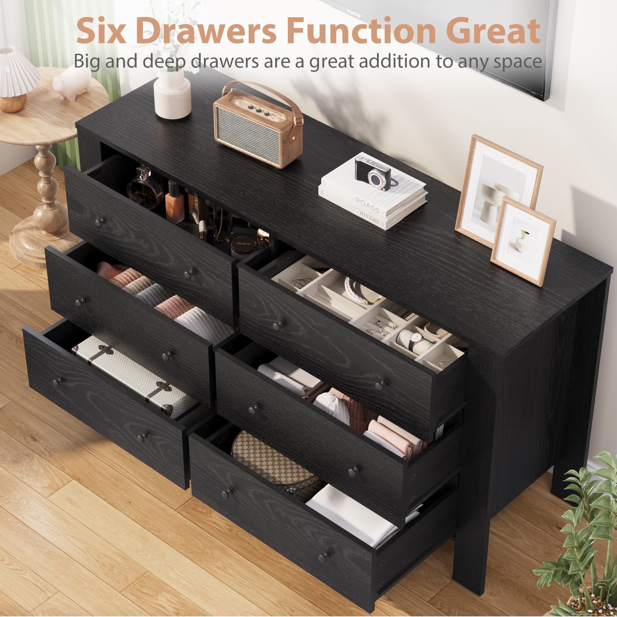 open lace back dress Modern Large Dresser with Deep Storage Drawers and Metal Pulls for Bed –  LINSY LIVING