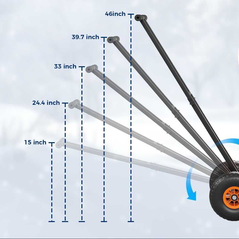 Garvee 29"W X 19.68"H Snow Pusher Shovel with Wheels,Heavy Duty Steel Snow Shovel with Wheels,Angled Blade Efficient Snow Removal With5-Position Angled Blade & Adjustable Handle for Doorway, Sidewalk