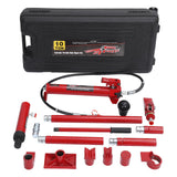 Garvee 10-Ton Heavy-Duty Hydraulic Porta Power Jack Kit with Wheel - 4.6 Ft Oil Hose, Pump, and Storage Case for Auto Body Frame Repair, Garage, Farm, and Mechanic Applications, Red - Red