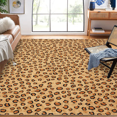Garvee Leopard 8x10 Rug - Washable Animal Print Rug, Large Living Room Carpet, Soft Non-Slip Surface, Non-Shedding Brown Carpet, Ideal for Office Dormitory Bedroom - Dark Brown