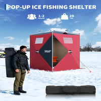 Garvee Pop-up Ice Fishing Tent for 2 Persons, Insulated & Waterproof, Sturdy Frame & Quick Setup, 210D Oxford Fabric, Windproof & Snowproof, Includes Carry Bag & Anchors, Outdoor Ice Fishing