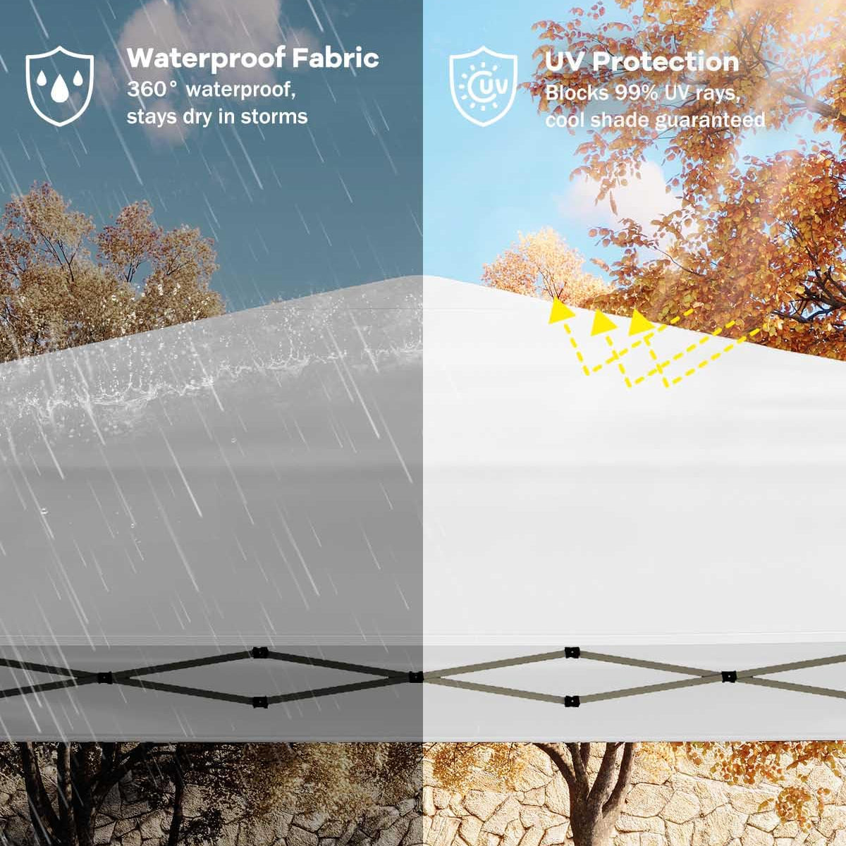 Garvee 10x10 ft Pop Up Canopy Tent - Height Adjustable Outdoor Pavilion - Portable Folding Gazebo with Carrying Bag, Easy Setup - Perfect for Parties, Garden, Camping, Beach & Outdoor Events - White