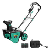 Garvee 20" Cordless Electric Snow Blower- 20V 4.0Ah Battery Powerful Motor 19.6FT Throw Distance Lightweight Maneuverable for Driveways Patios Sidewalks - Green