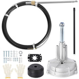 Garvee Boat Steering System 14ft Cable Outboard Kit for 3/4" Shaft Cast Steel & 304 Stainless Steel Corrosion-Resistant Adjustable Nuts for Fishing Boats Yachts Recreational Watercraft - Silver