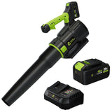 Garvee Cordless Leaf Blower 20V Brushless Motor Turbo Boost Lightweight Lithium Battery Yard Cleanup - Black & Green
