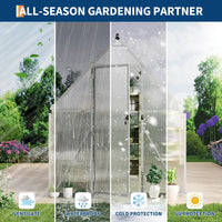 Garvee Heavy Duty 6x9 FT Polycarbonate Walk-In Greenhouse - Sturdy Aluminum Frame, Lockable Door, Adjustable Roof Vent, Easy Assembly, Ideal for Garden, Backyard, or Patio, Silver