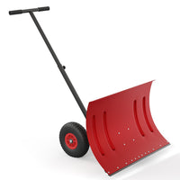 Garvee 29"W X 20"H Snow Shovel Heavy Duty Steel 5-Position Adjustable Handle 8" Anti-Skid Wheels Powder-Coated Rust-Resistant Driveway Snow Removal