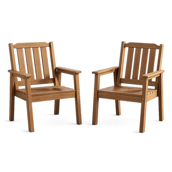 Garvee Outdoor Dining Chairs Set of 2, Patio HDPE Garden Dining Chairs with Ergonomic Wide Seat, Waterproof, Easy Maintain, All-Weather Durable Chairs for Backyard, Deck, and Poolside, Wood