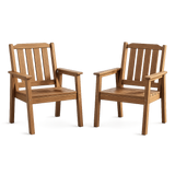 Garvee Outdoor Dining Chairs Set of 2, Patio HDPE Garden Dining Chairs with Ergonomic Wide Seat, Waterproof, Easy Maintain, All-Weather Durable Chairs for Backyard, Deck, and Poolside, Wood - Wood