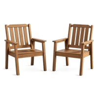 Garvee Outdoor Dining Chairs Set of 2, Patio HDPE Garden Dining Chairs with Ergonomic Wide Seat, Waterproof, Easy Maintain, All-Weather Durable Chairs for Backyard, Deck, and Poolside, Wood