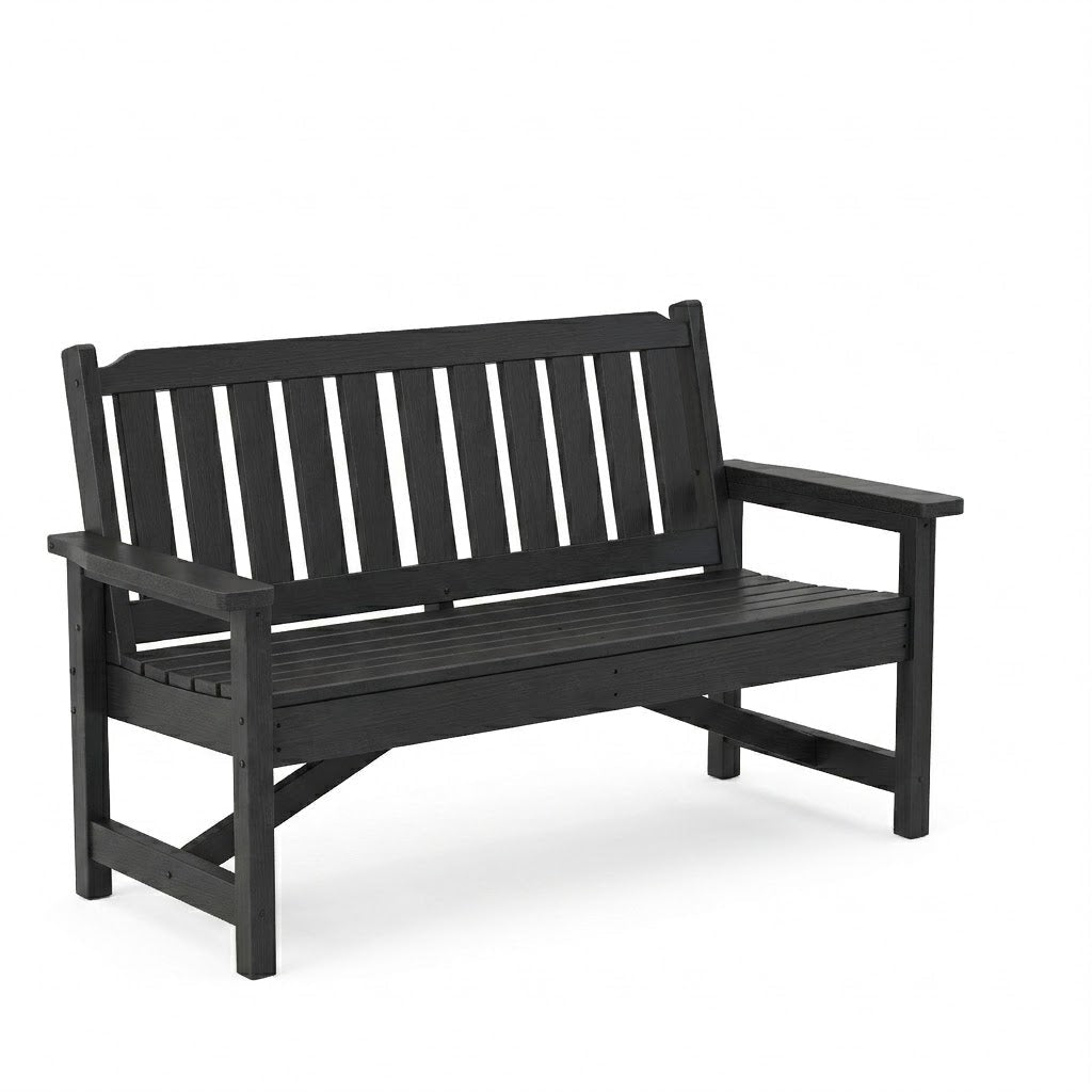 Garvee 52" HDPE Outdoor Patio Bench, Heavy Duty 2-Person Garden Bench with Backrest, 600 lb Capacity Weatherproof Poly Lumber Seating, Gray