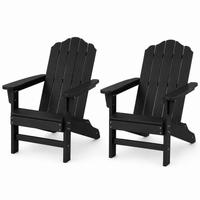 Garvee 2 pieces HDPE Adirondack Patio Chairs, Wood Grain Texture, Ergonomic Contoured Backrest, Ideal for Garden, Deck, Poolside - Brown