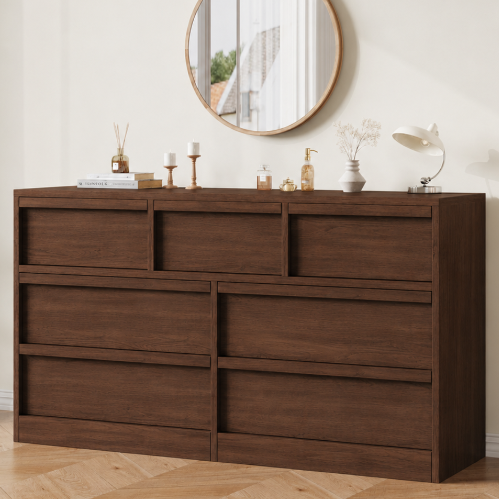 Garvee 7 Drawers Dresser for Bedroom, Wide Antique Chest of Drawers with Large Storage, Wooden Dresser Organizer