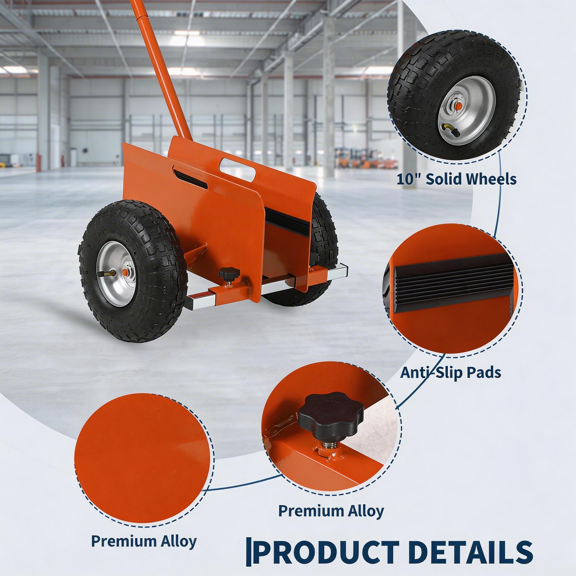 Garvee Panel Dolly Heavy Duty Drywall Cart 660 Lbs Capacity Reinforced Alloy Steel Frame 10" Rubber Wheels Extended Handle Adjustable Clamp for Construction Sites