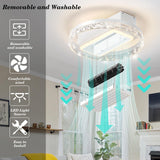 Garvee Modern Ceiling Fan With Light Flush Mount Vaneless 6 Speeds Reversible White 19.7x19.7x4.9in - White No. 2