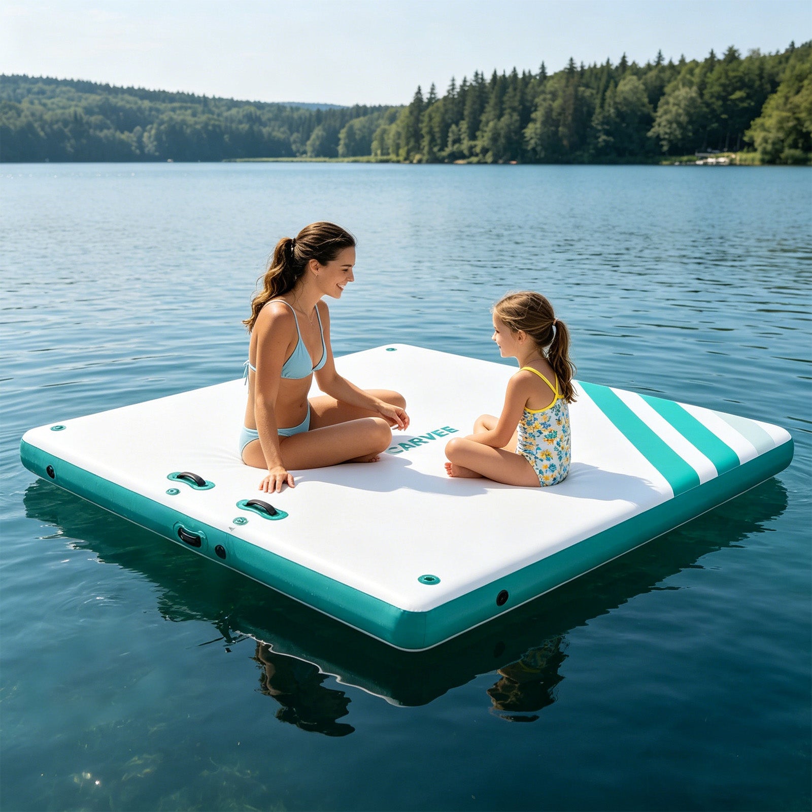 Garvee 6x5ft Inflatable Floating Dock - 800 lbs Capacity Marine-Grade PVC Party Mat for 3-5 People, Non-Slip Floating Platform for Lakes, Pools & Boats