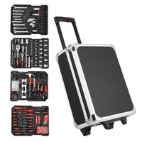 Garvee 800-Piece Tool Kit with Aluminum Trolley Case - Mechanic Rolling Tool Box, Socket Wrench Hand Tools, Household Repair Kit, and Tool Belt
