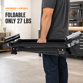 Garvee 440Lbs Portable Miter Saw Stand, Folding Universal Saw Stand, 76-4/5'' Adjustable Stainless Steel Table, Compatible with Most Table Saws