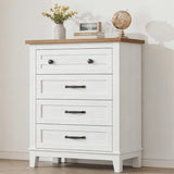 Garvee 4 Drawers Dresser for Bedroom, 34.8" Tall Vertical Drawer Dresser with Large Storage, Waterproof Top, Anti-Tipping, Freestanding Wooden Closet Chest for Bedroom, Living Room, White + Brown Top - White + Brown Top