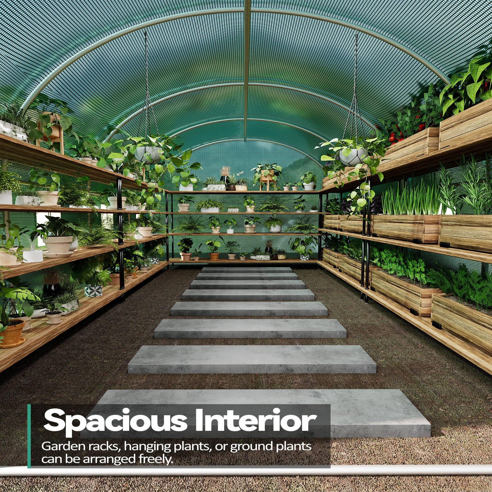 Garvee 15'x6.5'x6.5' Walk-In Greenhouse Plant Green House Kit with Roll-Up Doors