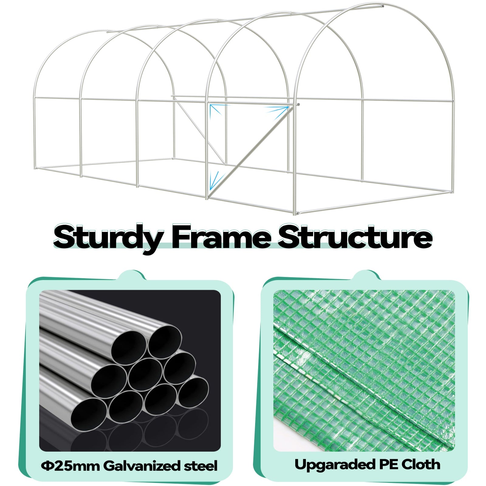 Garvee 15'x6.5'x6.5' Walk-In Greenhouse Plant Green House Kit with Roll-Up Doors