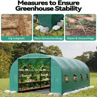 Garvee 15'x6.5'x6.5' Walk-In Greenhouse Plant Green House Kit with Roll-Up Doors