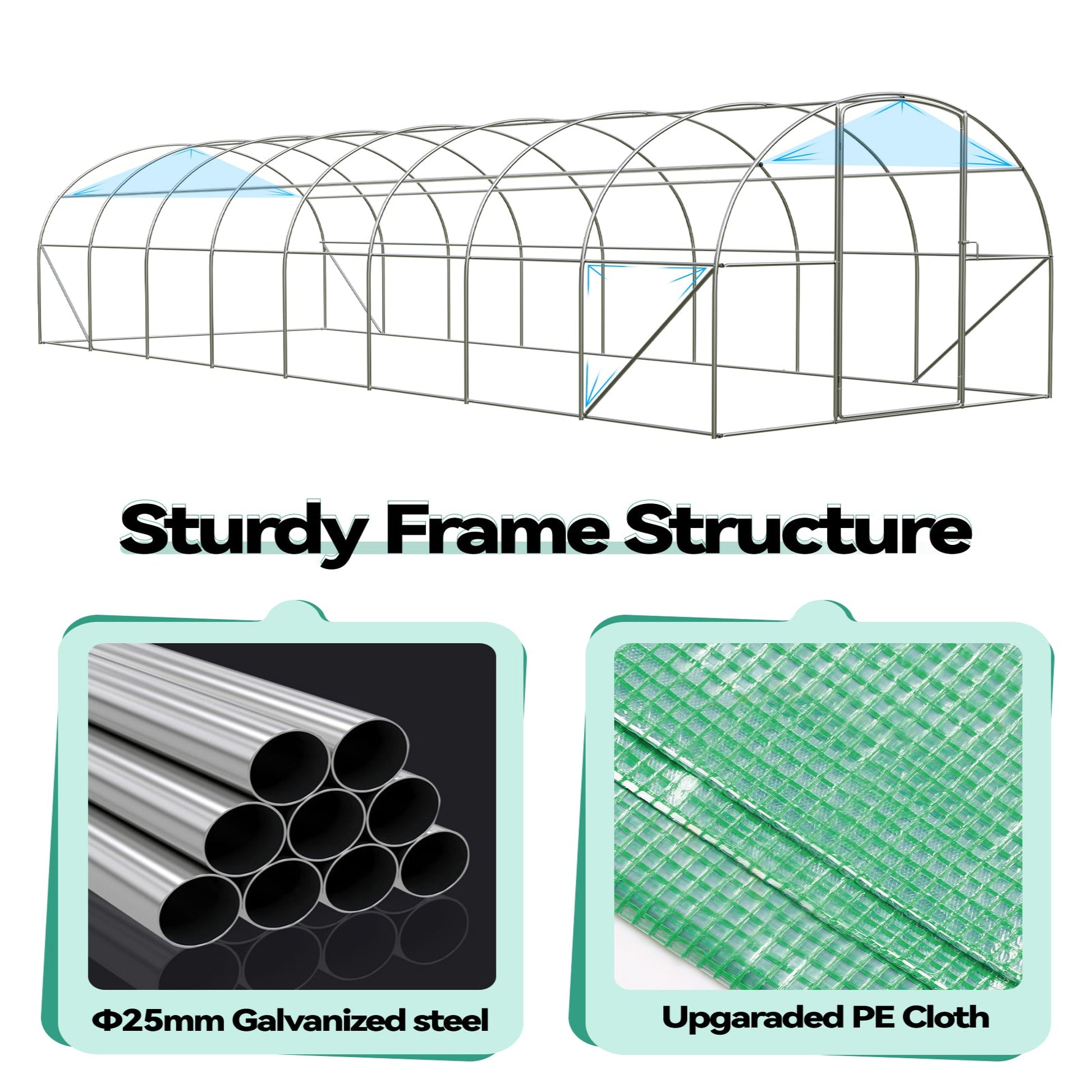 Garvee Greenhouse for Outdoor Plants Tie-Door-L Fully Enclosed Walk-In Kit Durable Material Pest & Rodent Resistant Ideal for Garden