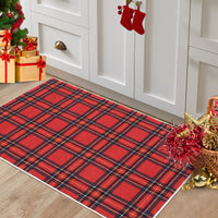 Garvee Christmas Door Mat 2x3 Washable Plaid Area Rug Xmas Doormat Non Slip Kitchen Rugs Bath Mat Low Pile Entryway Rug Home Decor Soft Stain Resistant Carpet for Laundry Entance Plaid|Red 2'x3'
