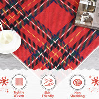 Garvee Christmas Runner Rug 2x8 Hallway Runners Washable Plaid Rug Xmas Decor Non Slip Kitchen Rugs Bath Mat Grid Low Pile Entryway Rug Stain Resistant Carpet for Laundry Entance Plaid|Red 2'x8'