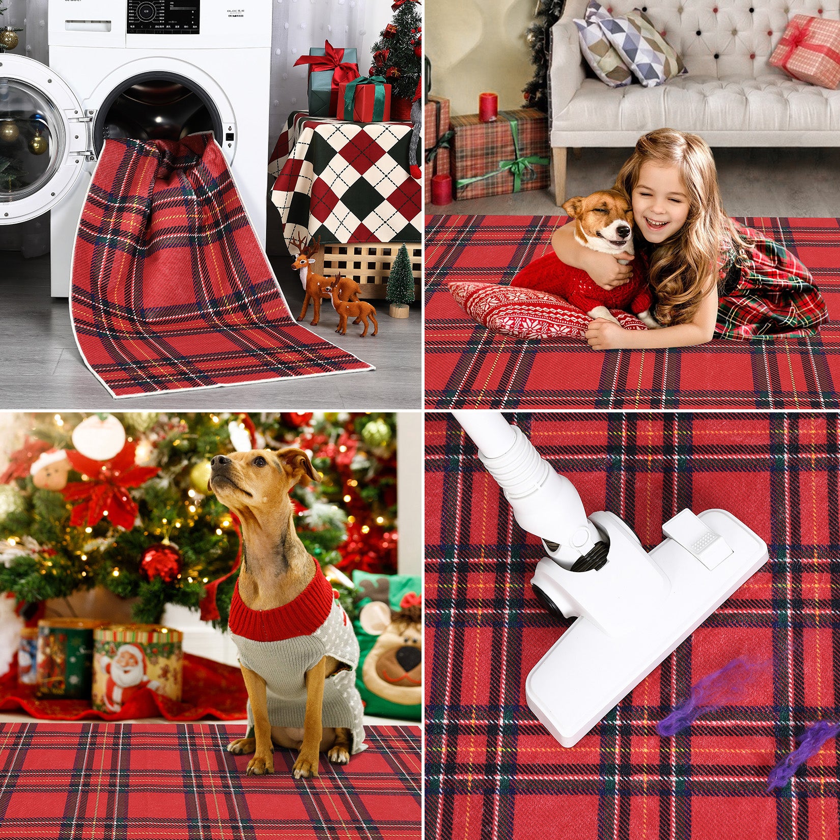 Garvee Christmas Runner Rug 2x6 Washable Plaid Area Rug Xmas Decor Non Slip Kitchen Rugs Bath Mat Buffalo Grid Low Pile Entryway Rug Soft Stain Resistant Carpet for Laundry Entance Plaid|Red 2'x6'