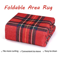 Garvee Christmas Washable Area Rug Xmas Buffalo Plaid Area Rugs Holiday Decorative Gingham Check Floor Cover Non-Slip Stain Resistant Accent Rug Farmhouse Dining Bedroom Decor, Red, 4' x 6'