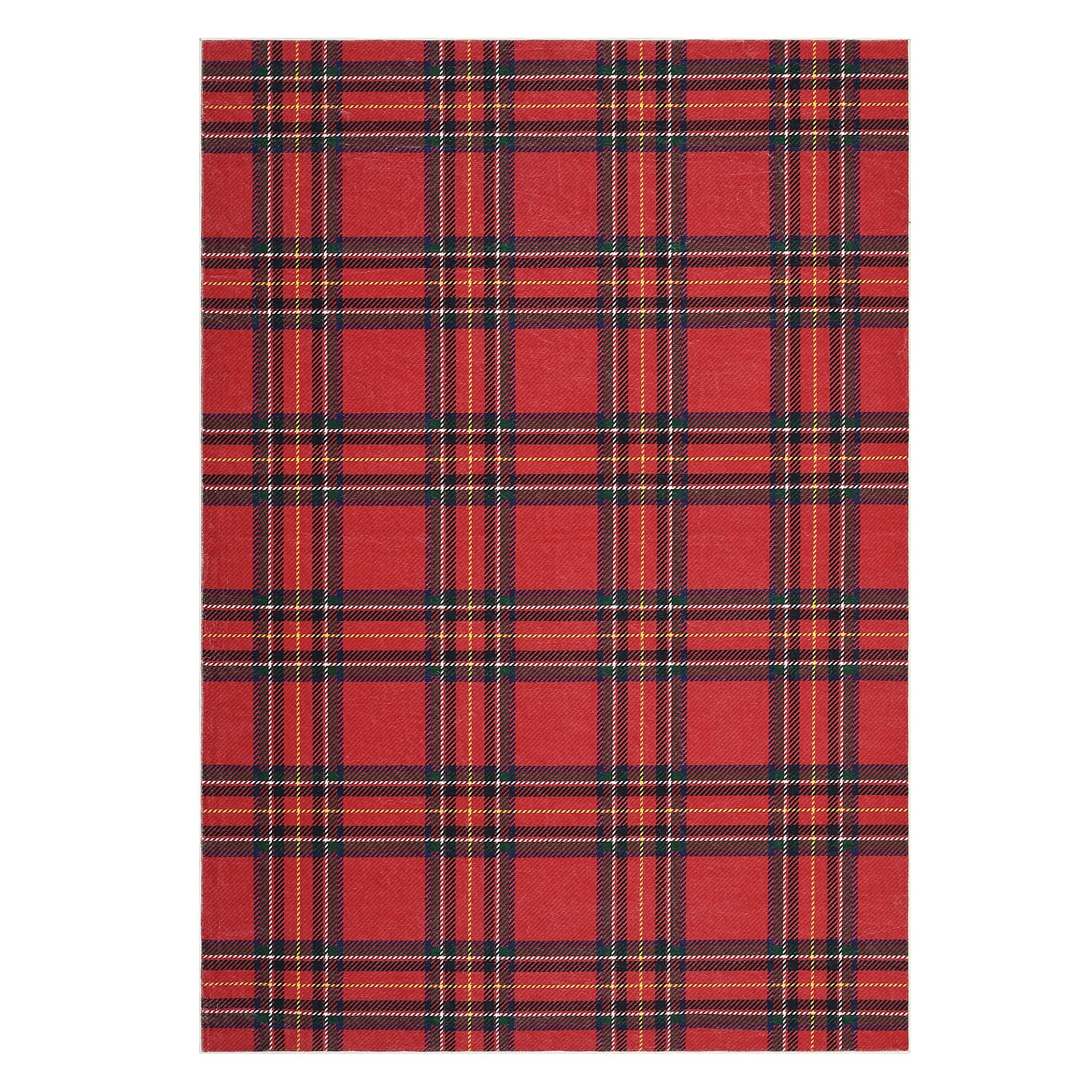 Garvee Christmas Washable Area Rug Xmas Buffalo Plaid Area Rugs Holiday Decorative Gingham Check Floor Cover Non-Slip Stain Resistant Accent Rug Farmhouse Dining Bedroom Decor, Red, 4' x 6'