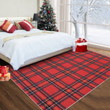 Garvee Christmas Area Rug 5x7 Feet Xmas Buffalo Plaid Machine Washable Carpet Rug Holiday Decorative Gingham Check Floor Cover Non Slip Stain Resistant Accent Rug for Living Room Decor, Red - Red