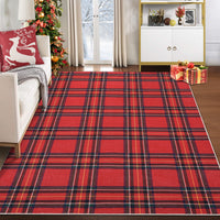 Garvee Christmas Washable Area Rug Xmas Buffalo Plaid Area Rugs Holiday Decorative Gingham Check Floor Cover Non-Slip Stain Resistant Accent Rug Farmhouse Dining Bedroom Decor, Red, 4' x 6'