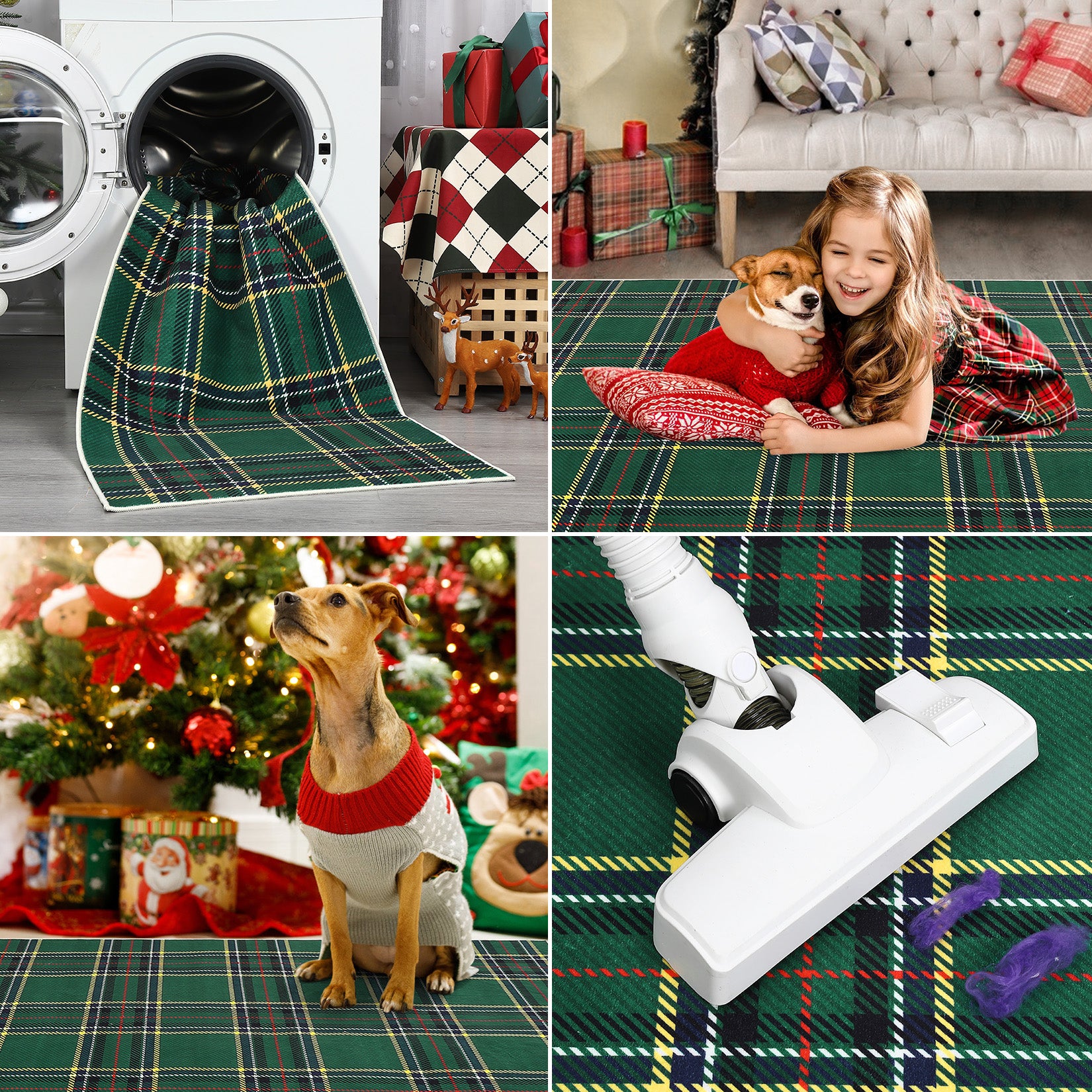 Garvee Christmas Runner Rug 2x6 Washable Plaid Area Rug Xmas Decor Non Slip Kitchen Rugs Bath Mat Buffalo Low Pile Entryway Rug Soft Stain Resistant Carpet for Laundry Entance Plaid|Green 2'x6'