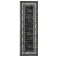 Garvee Dark Gray Washable Bordered Runner Rug 2' × 6', Non Slip Low Pile Stain Resistant Rug for Kitchen, Hallway, Entryway, Laundry Room