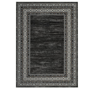 Garvee Bordered Dark Gray 8x10 Washable Rug, Modern Printed Low Pile Non Slip Carpet for Nursery Living Room Dining Bedroom Office