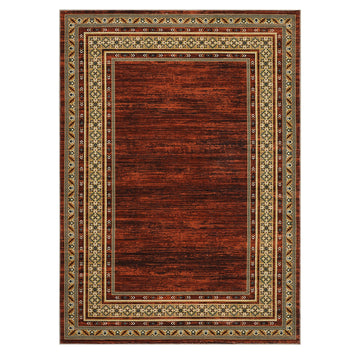Garvee Bordered Red 8x10 Washable Area Rug, Living Room Rug Indoor Soft Floor Carpet with Anti-Slip Backing Modern Bordered Printed Rug Low Pile Foldable Throw Rugs for Bedroom Dining Room Office Nursery
