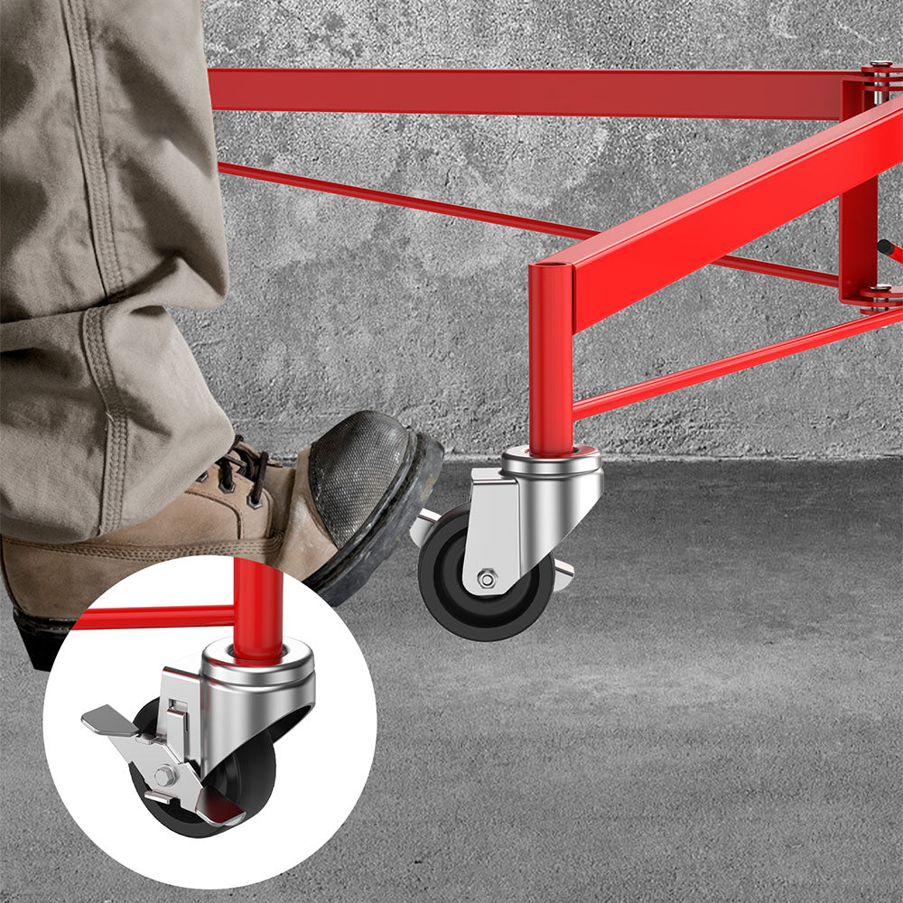 Garvee 16ft Drywall/Sheetrock Lift 150 LBS Capacity Red– 360° Adjustable Telescopic Arm & Locking Wheels for Panel Hoist