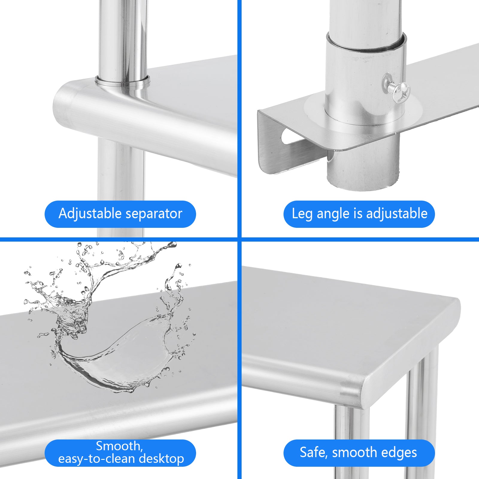 Garvee 60x12x32 Inch Adjustable Shelf - Stainless Steel Double Overshelf 350LB Capacity for Commercial Kitchen & Workshop, Silver