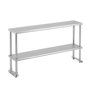 Garvee 60x12x32 Inch Adjustable Shelf - Stainless Steel Double Overshelf 350LB Capacity for Commercial Kitchen & Workshop, Silver