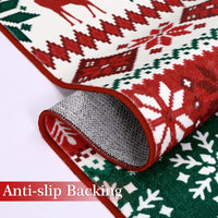 Garvee Christmas Area Rug 10x13 Farmhouse Non Slip Stain Resistant Soft Low Pile Red & Green Holiday Decor for Living Room Bedroom Kitchen