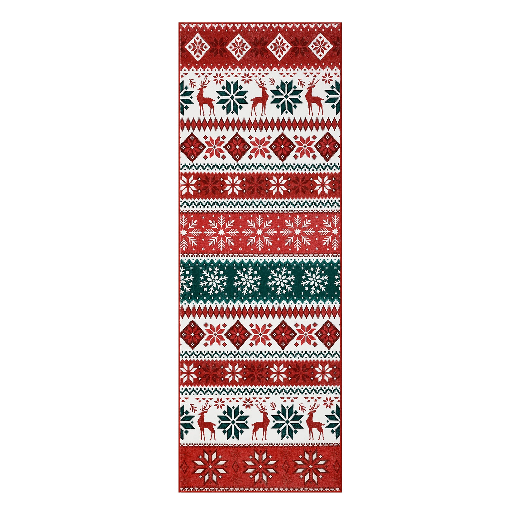 Garvee Christmas Area Rug 2x10 Farmhouse Non Slip Stain Resistant Soft Low Pile Red & Green Holiday Decor for Living Room Bedroom Kitchen