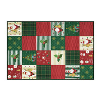 Garvee Christmas Door Mat 2x3 Mat Xmas Bath Mat Non-Slip Kithcen Rug Washable Entryway Rug Small Rug with Deer Santa Claus Carpet Winter Doormats for Laundry Bedside 2'x3' Plaid Patchwork