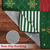 Garvee Washable Area Rug 8x10 Rug Christmas Rug Non Slip Living Room Rug Santa Claus Soft Large Area Rug for Bedroom Low Pile Stain Resistant Carpet for Nursery Office Plaid Patchwork 8'x10'