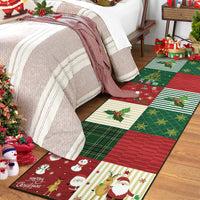 Garvee Christmas Runner Rug 2x6 Hallway Rug Xmas Red Runner Kitchen Rug Washable Rug Non Slip Carpet Snowman Stocking Santa Claus Soft Rug for Bathroom Laundry Living Room 2'x6' Plaid Patchwork
